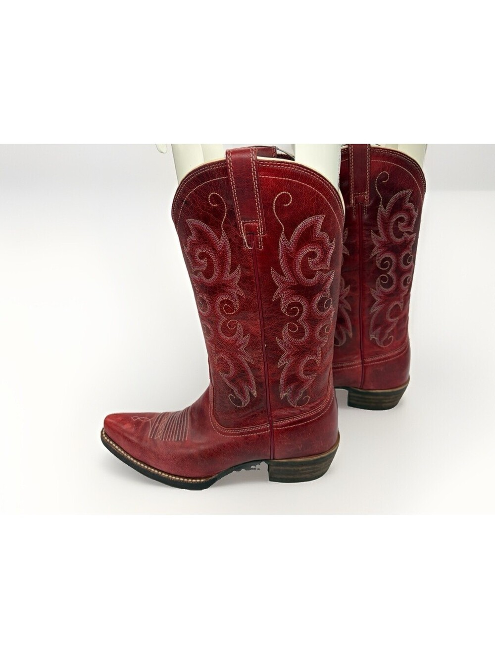 Ariat Ladies Alabama Boots Red Leather Stitched Style 10010978 Size 6.5 B EUC